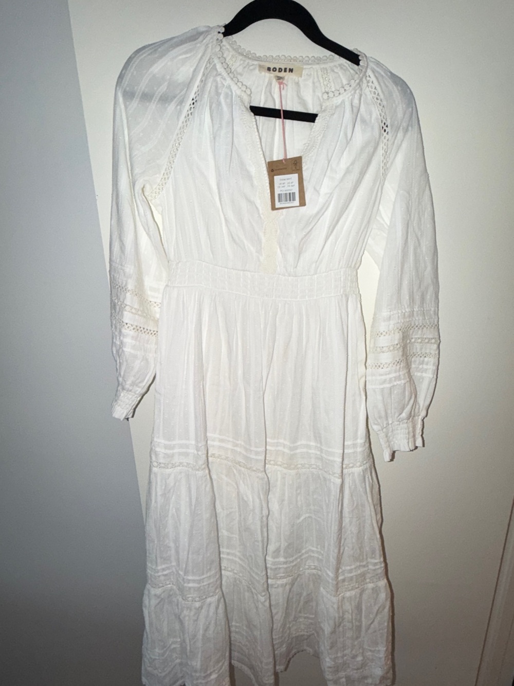 NWT Boden White Eyelet Maxi Dress 4P Cotton Boho Bridal
